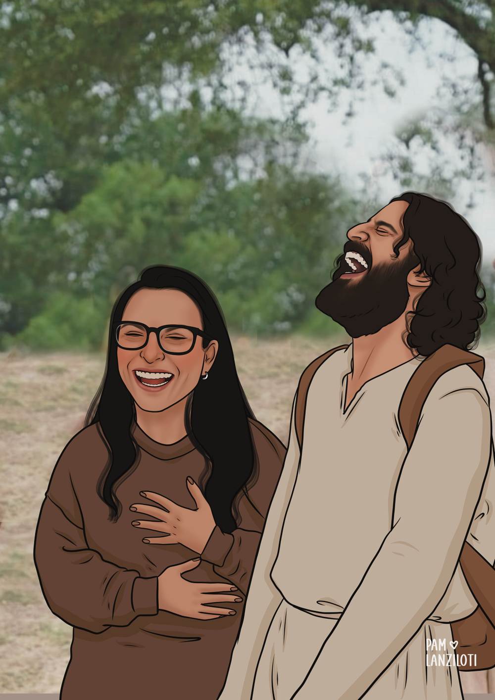 Jesus rindo com Lázaro